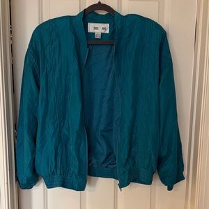 Louise Paris 80s Silk Teal Bomber Jacket